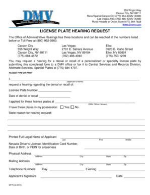 Nevada License Plate Hearing Request