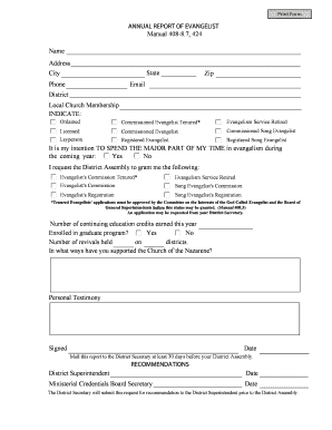 Annual Report of Evangelist