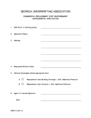 Georgia Commercial Replacement Cost Endorsement