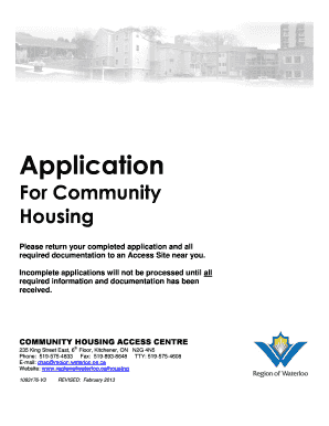 Application for Community Housing Waterloo Region