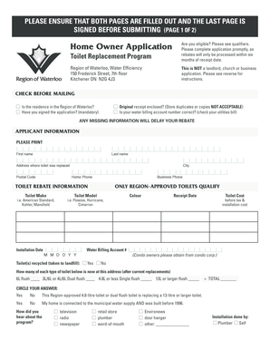 Region of Waterloo Toilet Replacement Application