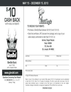 GlenDel Buck Mail-In Rebate Form