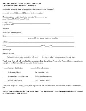 York Street Project Donation Form