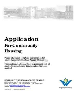 Application for Community Housing Waterloo Region