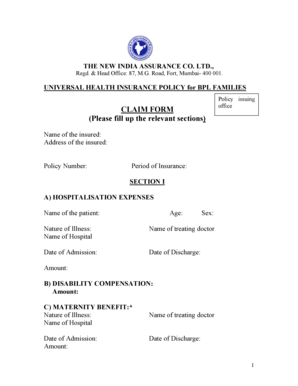 Universal Health Insurance Claim Form