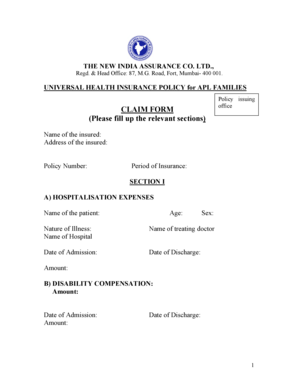 Universal Health Insurance Claim Form