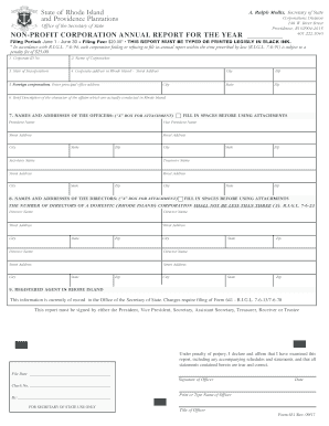 Rhode Island Non-Profit Corporation Annual Report