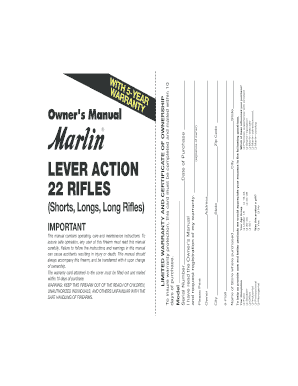 Marlin Firearms Limited Warranty and Certificate of Ownership