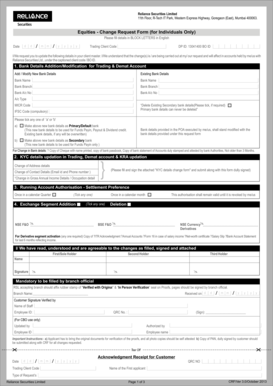 Reliance Securities Change Request Form