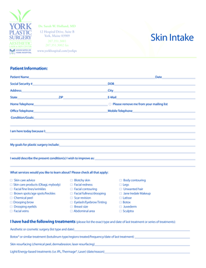 Plastic Surgery Patient Intake Form