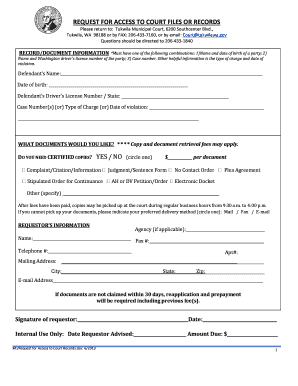 Request for Access to Court Files or Records