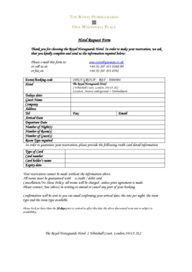 Royal Horseguards Hotel Request Form