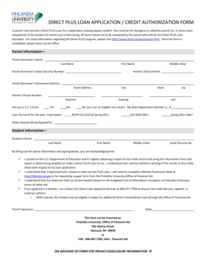 Direct PLUS Loan Application Form