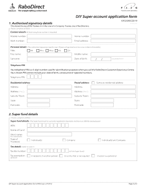DIY Super Account Application Form