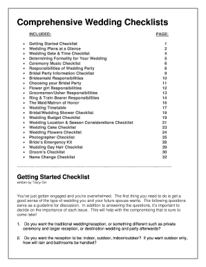 comprehensive wedding checklists music box the band form