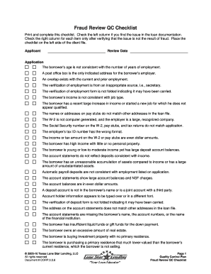 Fraud Review QC Checklist