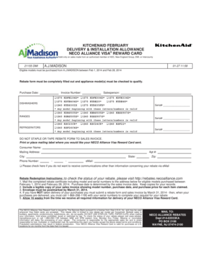 KitchenAid February Delivery and Installation Allowance Rebate Form