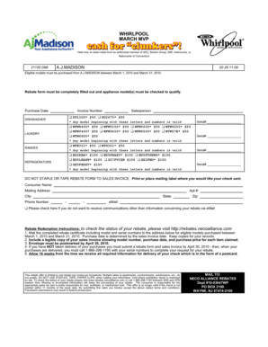 Whirlpool March Rebate Form