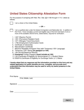United States Citizenship Attestation Form