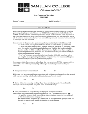 Drug Conviction Worksheet