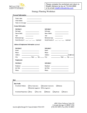 strategy planning sheet form