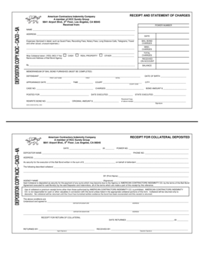 Bail Bond Receipt and Collateral Deposit Form