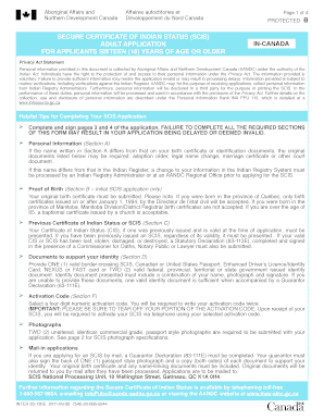 Secure Certificate of Indian Status Application