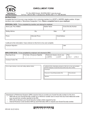 Washington State Enrollment Form