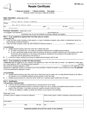 New York State Resale Certificate