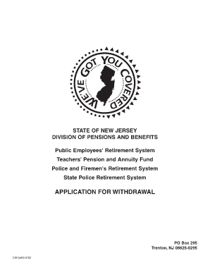 New Jersey Pension Withdrawal Application