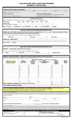 Child and Adult Care Food Program Eligibility Application