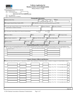 Uniform Business Entity License/Registration Application