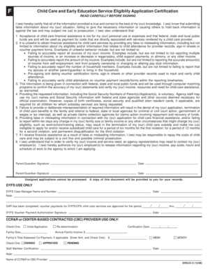 Child Care Eligibility Application Certification