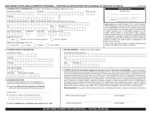 New Jersey Chapter 375 Application for Child Health Coverage