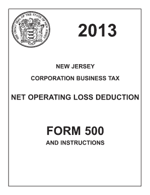 New Jersey Corporation Business Tax Form 500