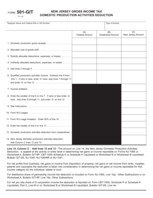 New Jersey Form 501-GIT