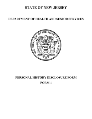 New Jersey Personal History Disclosure Form