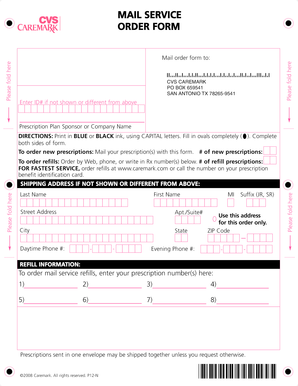 CVS Caremark Mail Service Order Form