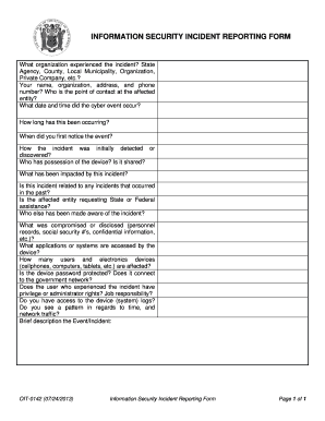 Information Security Incident Reporting Form