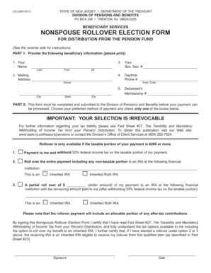 New Jersey Nonspouse Rollover Election Form
