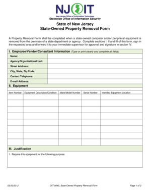 State-Owned Property Removal Form