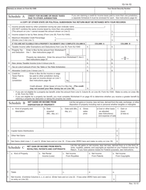 New Jersey Schedule A and B Tax Form