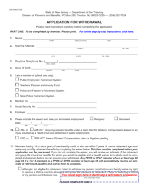 New Jersey Pension Withdrawal Application