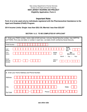 New Jersey Hearing Aid Project Eligibility Application