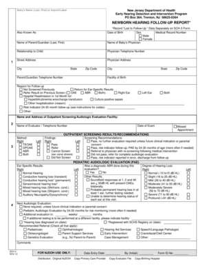 New Jersey Newborn Hearing Follow-Up Report