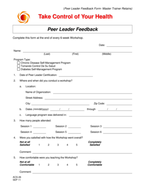 Peer Leader Feedback Form