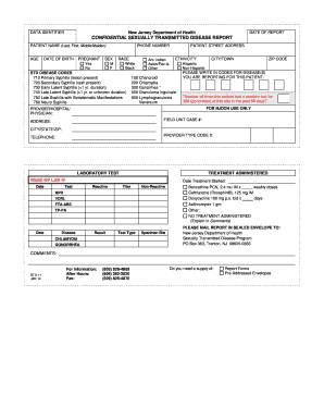 New Jersey STD Report Form