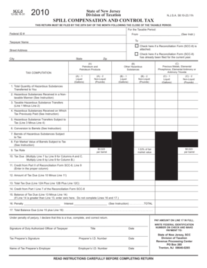 New Jersey Spill Compensation and Control Tax Return