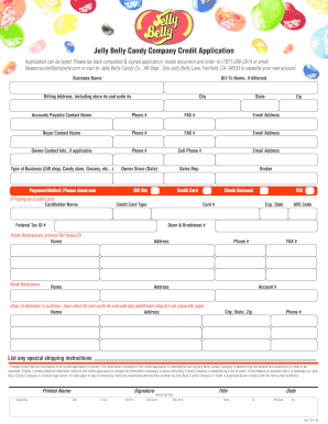 Jelly Belly Credit Application