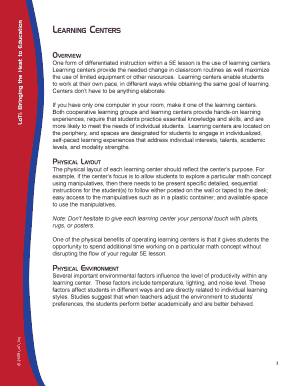 Learning Centers Template